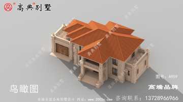 带车库的两层欧式别墅，外观简单大方，合理节省了建筑成本