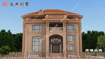 欧式石材三层别墅，屋顶采用橘色琉璃瓦更加温馨