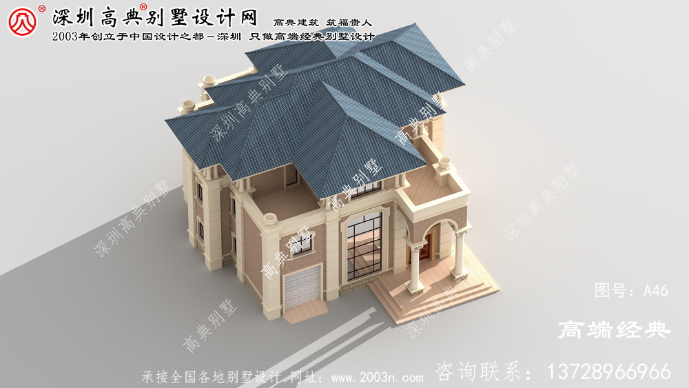 奉贤区欧式三层复式别墅外观效果图