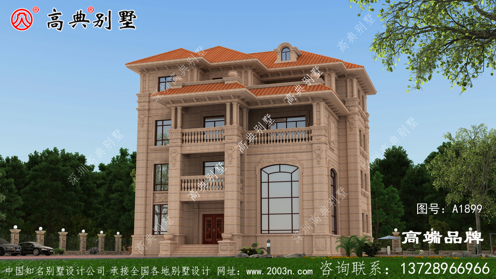 这套别墅外观清新自然，没有过于复杂的装饰