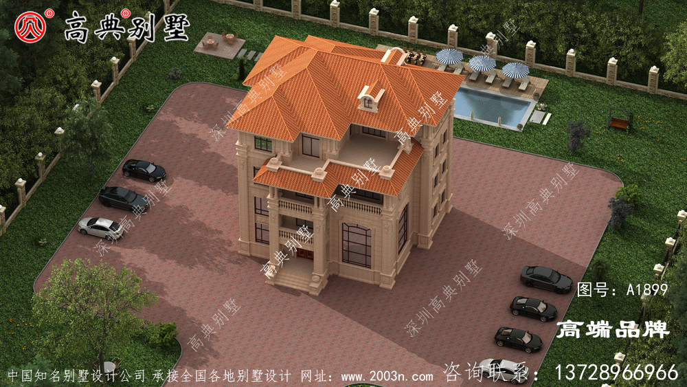 这套别墅外观清新自然，没有过于复杂的装饰