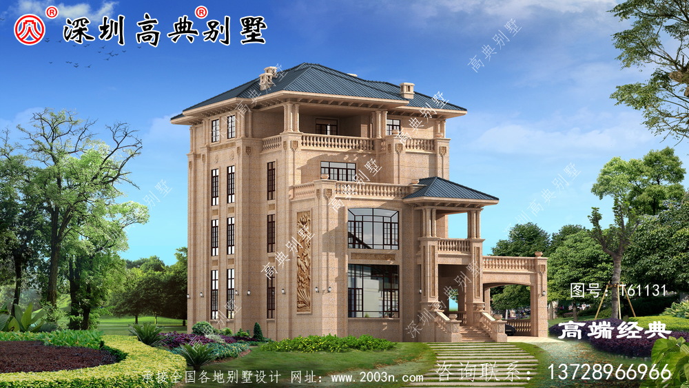 欧式住宅设计图，外观优雅别致，浪漫的造型在家乡别具一格。