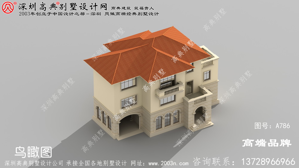 三层别墅设计图，简单实用，主体造价50万，带有大露台。