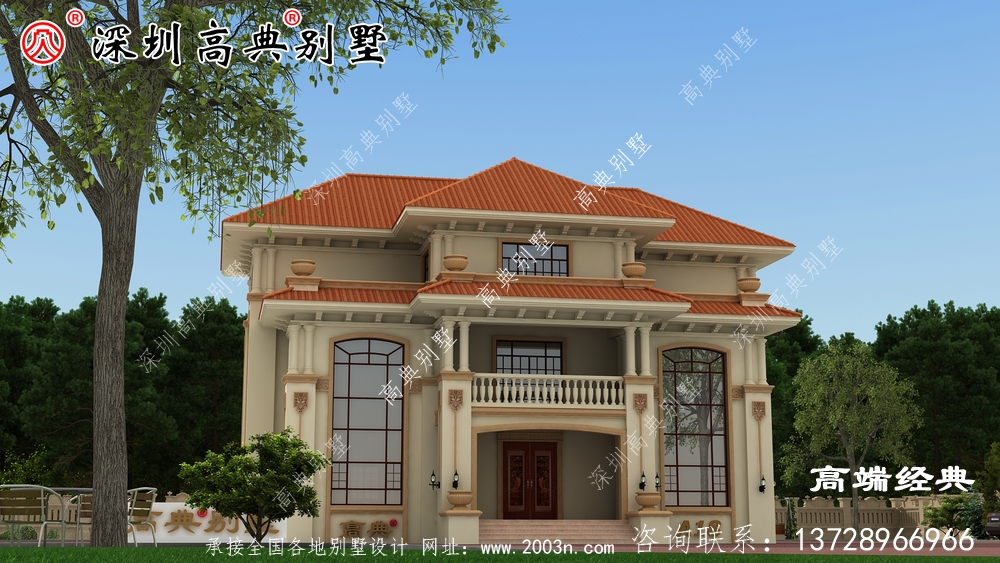 农村自建房图片三层,造型简单,布局紧凑,施工难度也不高