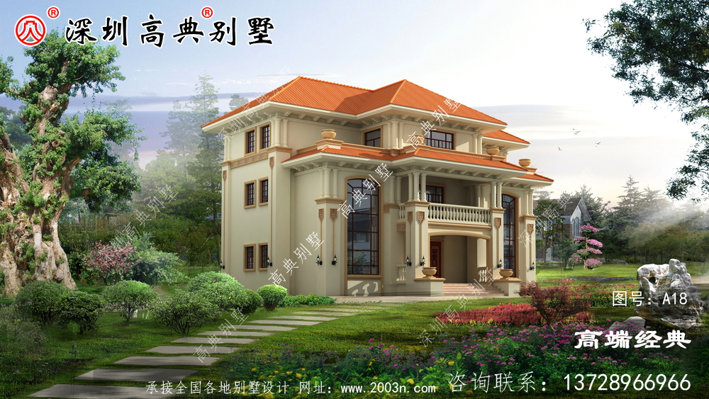 农村自建房图片三层,造型简单,布局紧凑,施工难度也不高