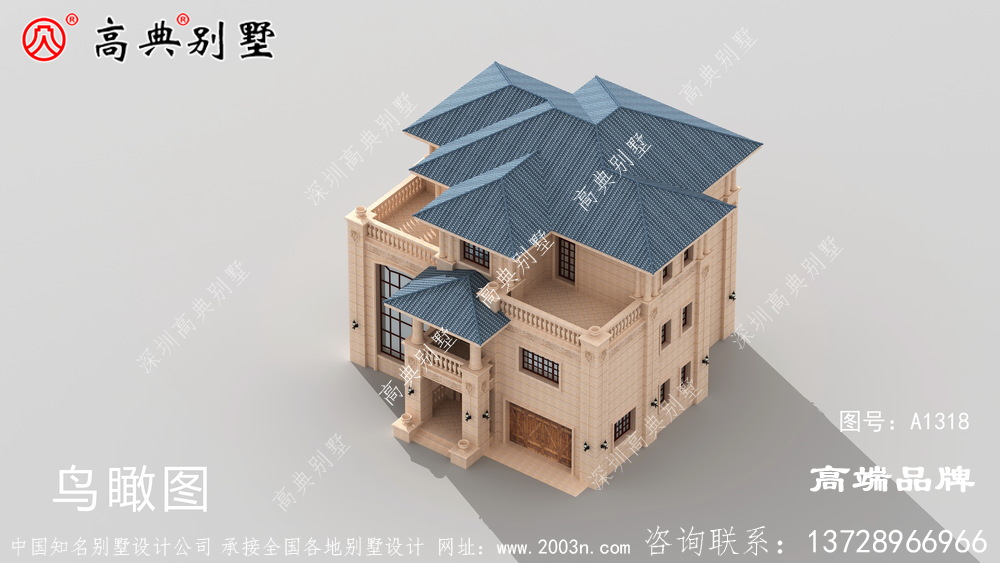 三层别墅带落地窗和车库,建回家让你过上幸福生活