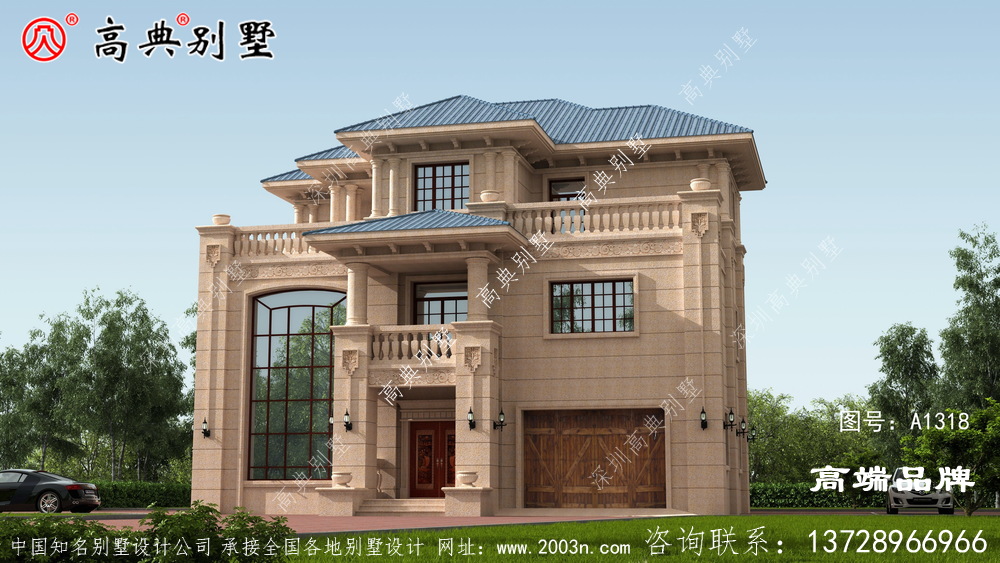 三层别墅带落地窗和车库,建回家让你过上幸福生活