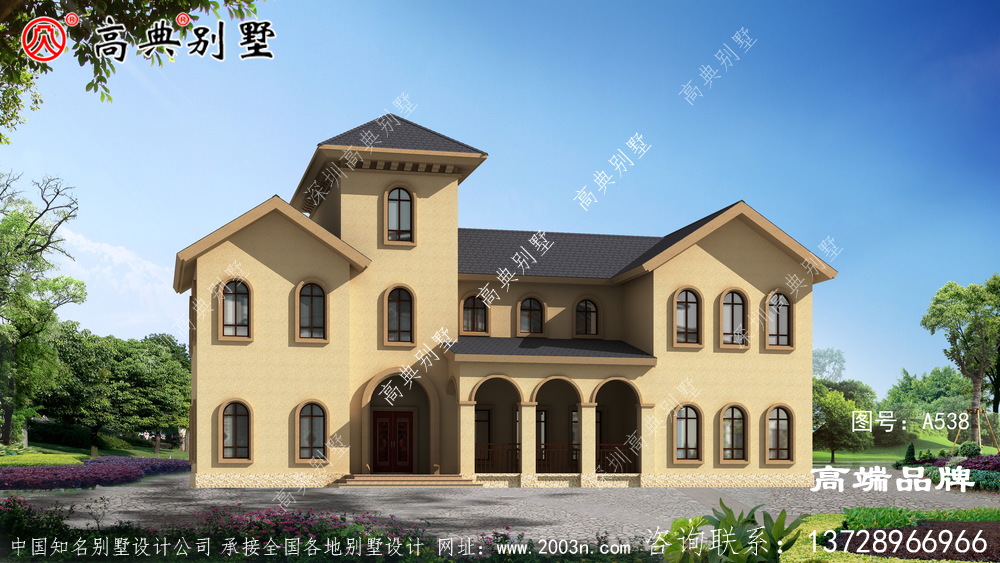 简欧两层户型图,各层各有套房卧室十分方便