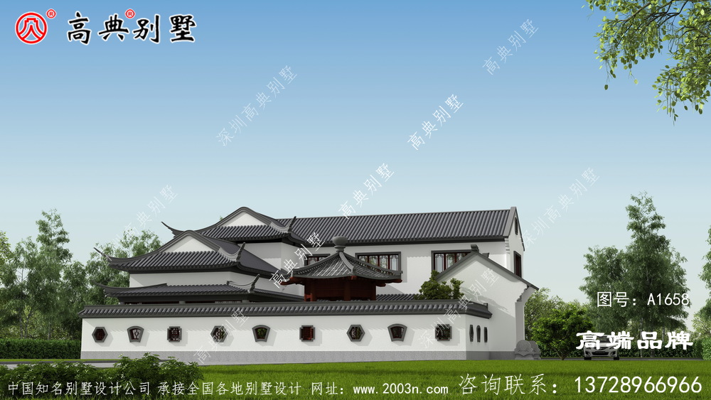 两层中式小别墅来袭,有池有亭,极具韵味