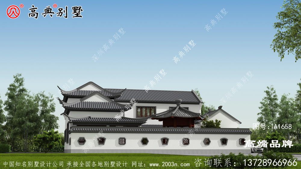 两层中式小别墅来袭,有池有亭,极具韵味