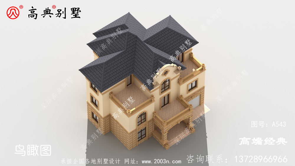 带车库的三层户型外观简单大方非常符合现代人的审美标准
