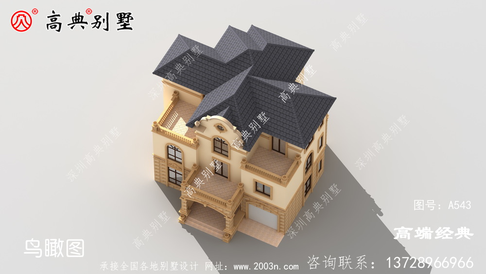 带车库的三层户型外观简单大方非常符合现代人的审美标准