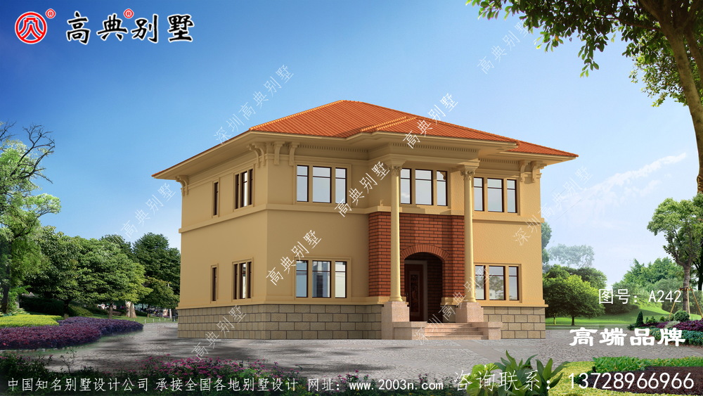 红坡屋顶搭配暖色外墙,更具乡村氛围