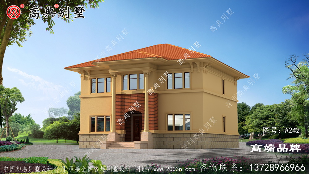 红坡屋顶搭配暖色外墙,更具乡村氛围