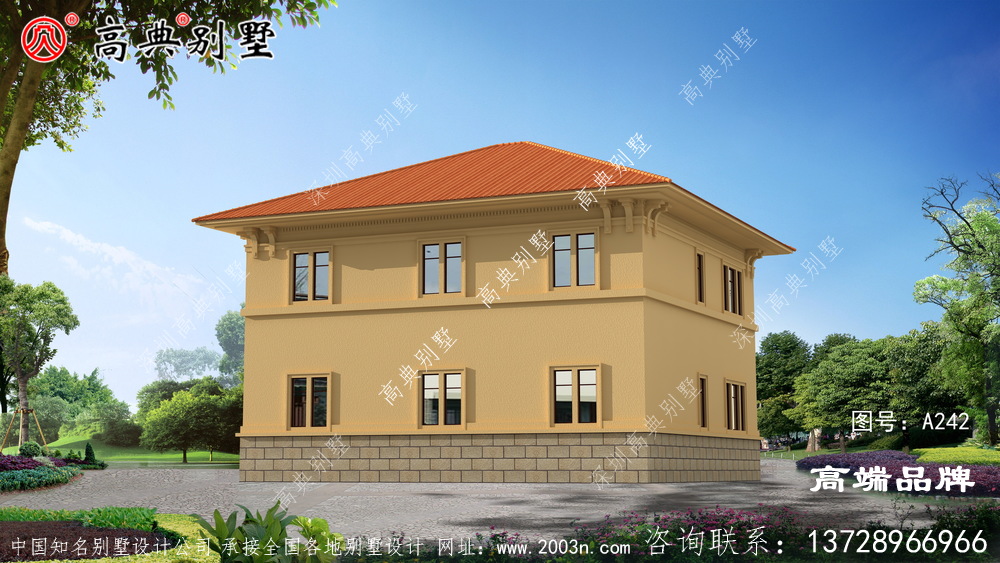 红坡屋顶搭配暖色外墙,更具乡村氛围